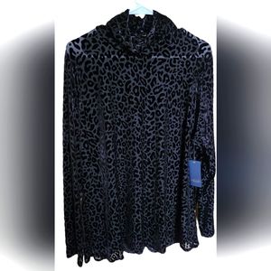NWT Rachel Roy Leopard Velvet Burnout  Turtleneck 3x